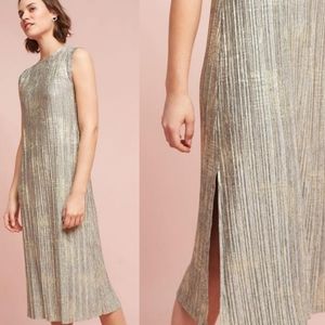 Anthro Akemi Kin Gold Corrina Metallic Midi Dress